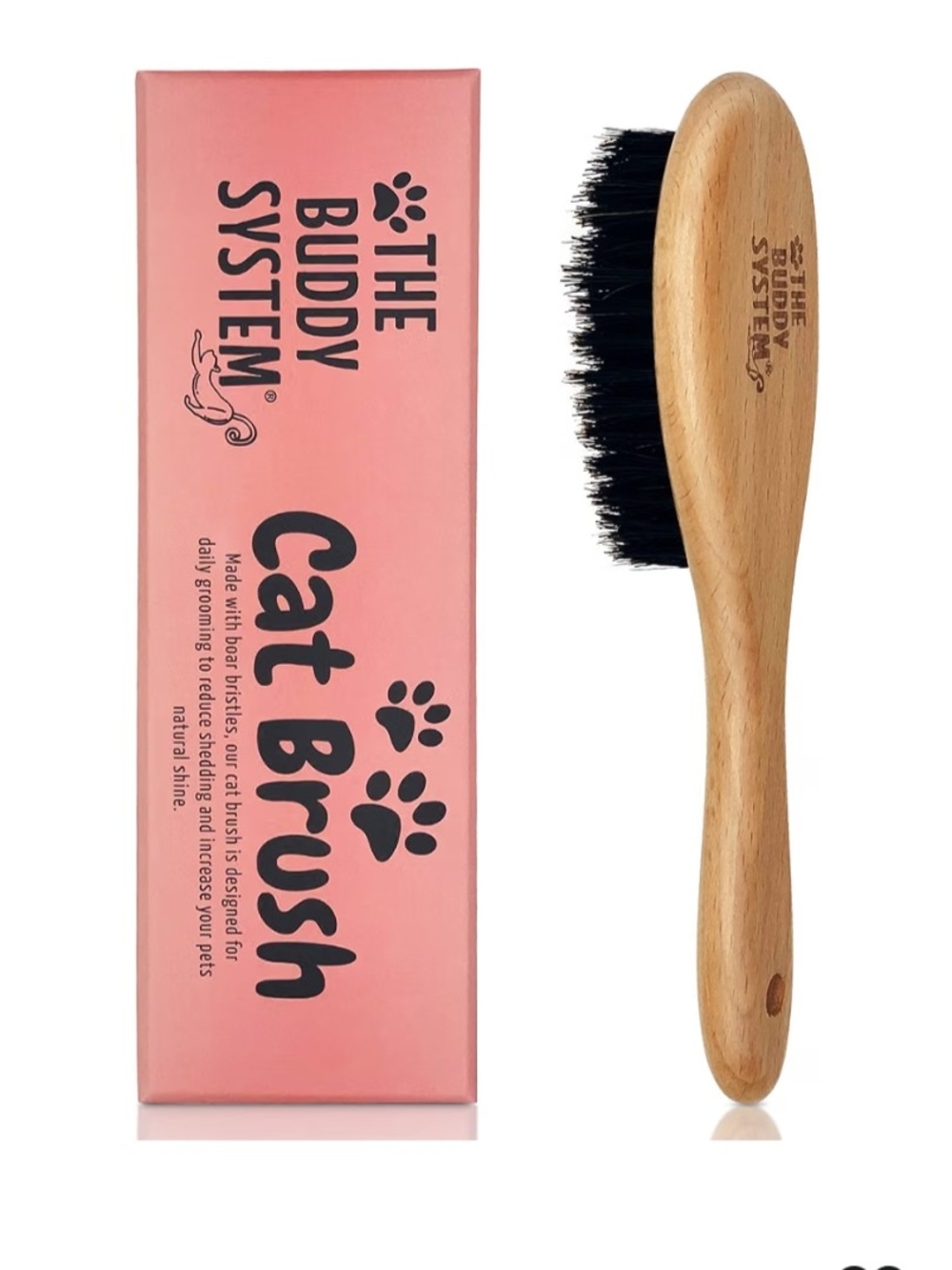 Cat Brush - Pink Grooming Brush with Wooden Handle